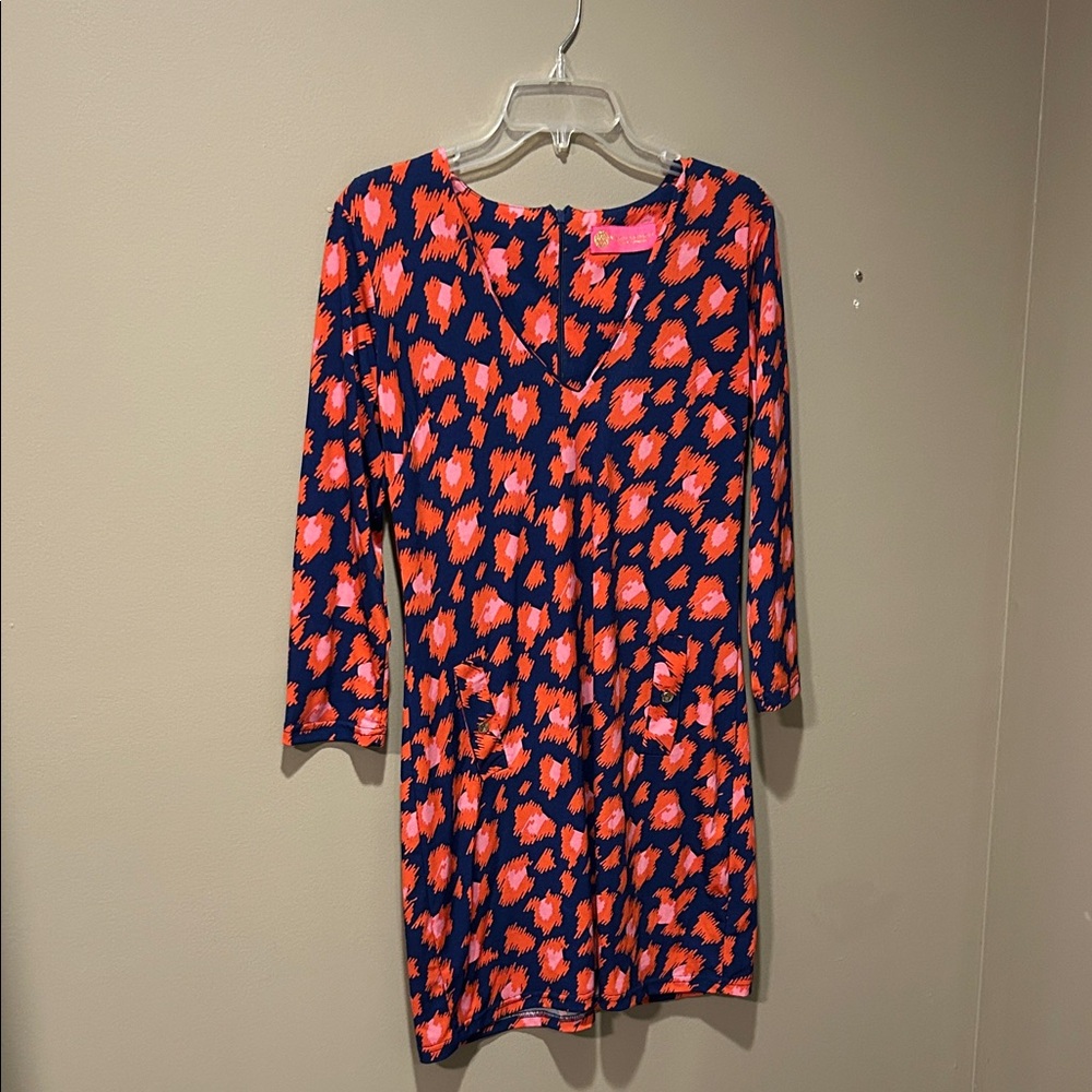 Macbeth Collection by Margaret Josephs Long Sleeve Dress in Blue and Red
